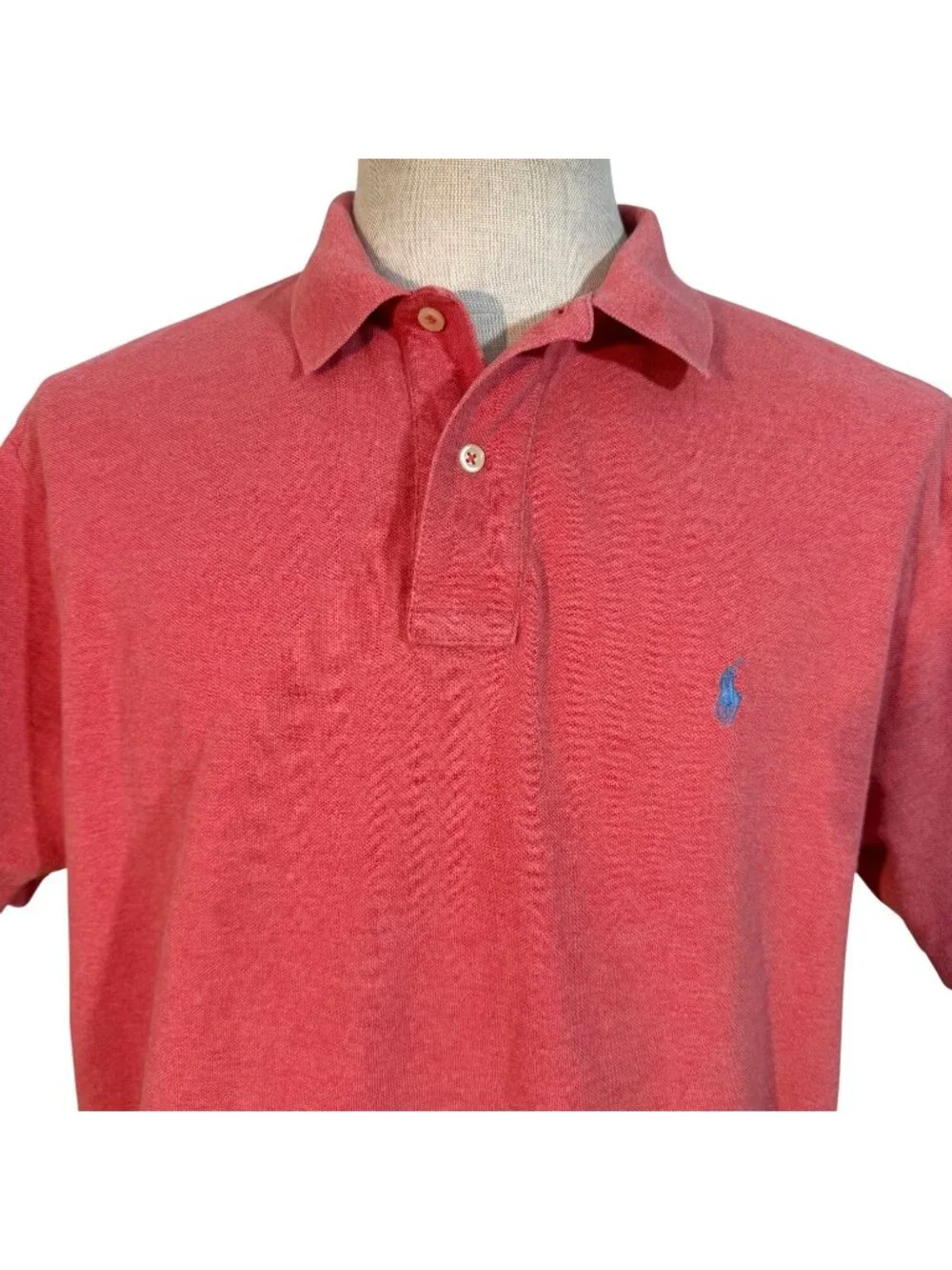 Polo Ralph Lauren Men Polo Shirt Size Large Pink Red Blue Pony Logo Short Sleeve